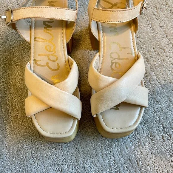 Sam Edelman $150 Platform Sandals *LIKE NEW* Leather Straps - Picture 2 of 6